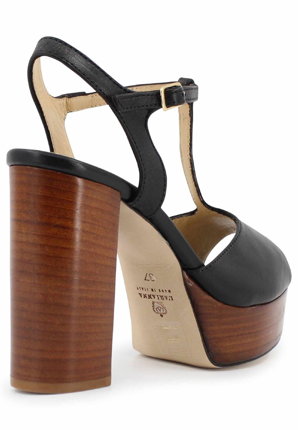 L'ARIANNA Sandali ds7010 donna in pelle nera con cinturino tacco alto e plateau Online