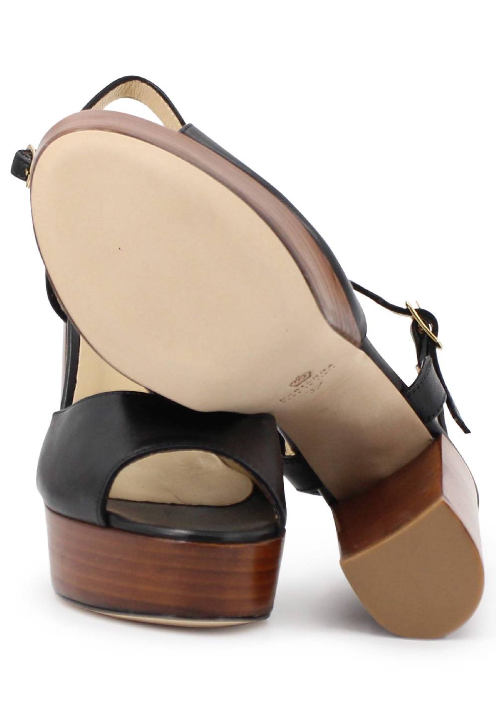 L'ARIANNA Sandali ds7010 donna in pelle nera con cinturino tacco alto e plateau Online
