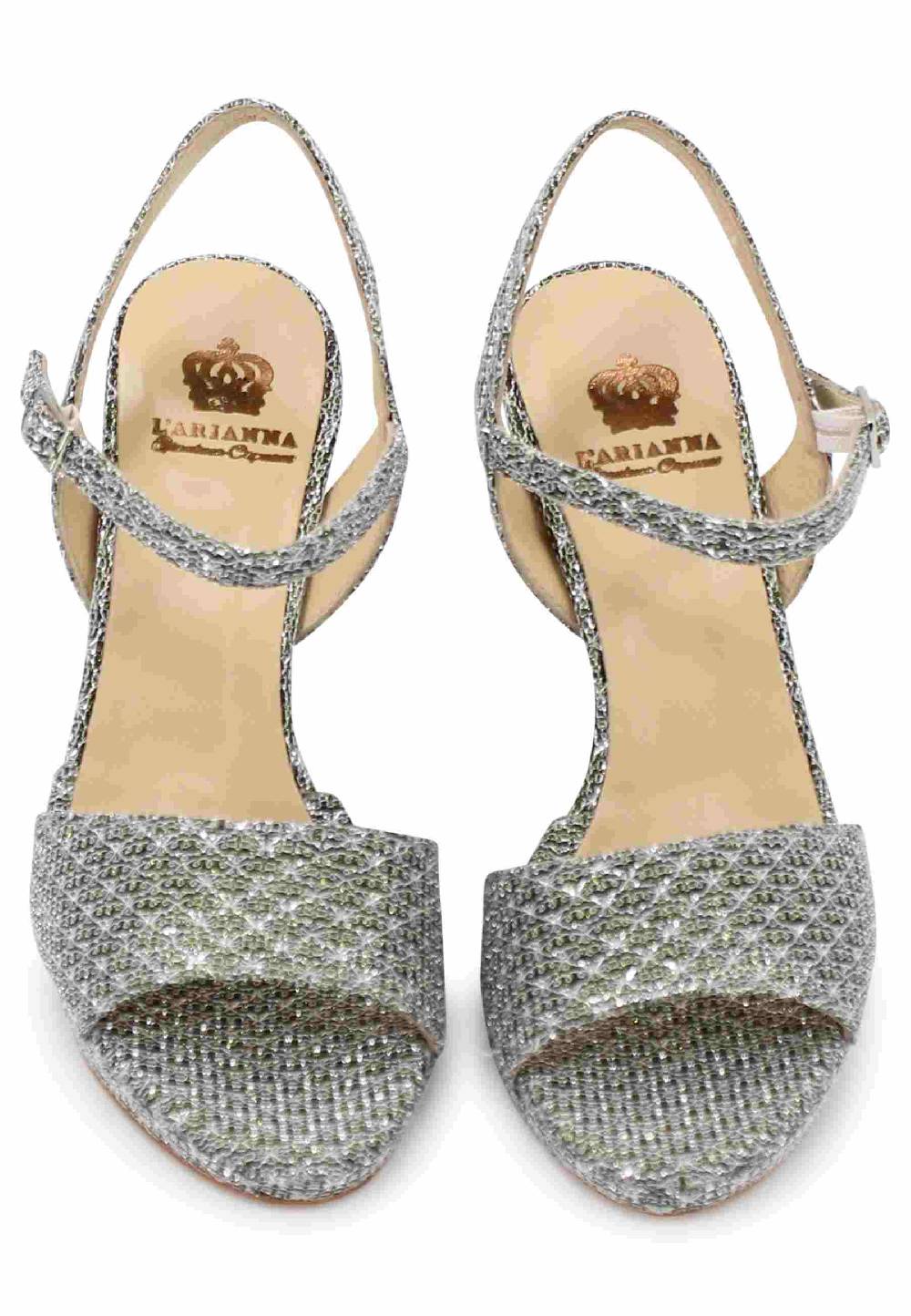 L'ARIANNA Sandali DS7055 donna in tessuto argento con tacco alto a spillo Outlet
