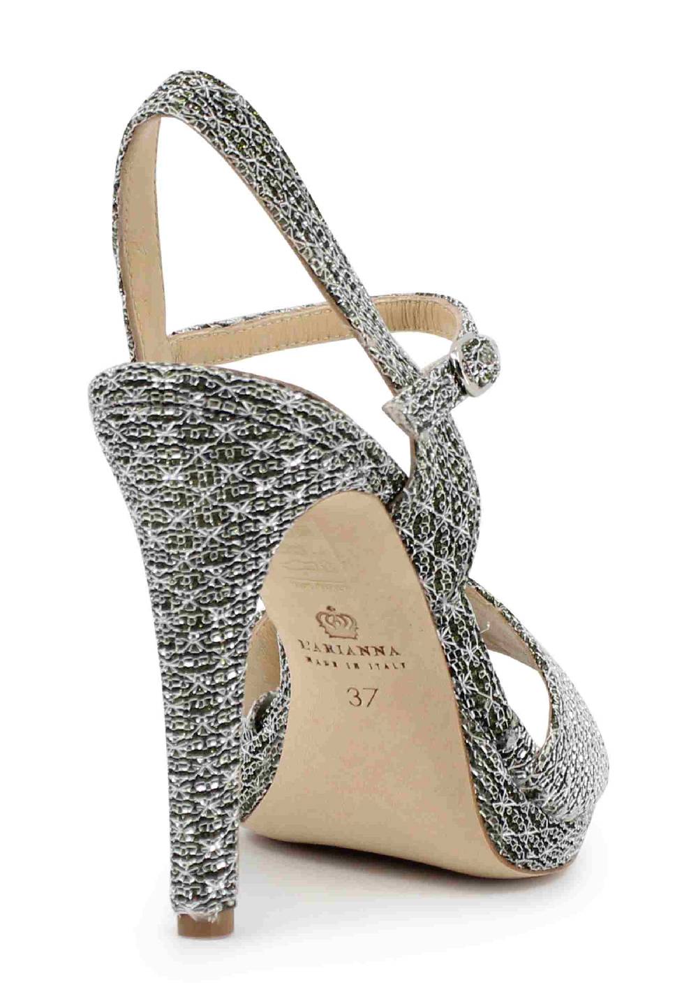 L'ARIANNA Sandali DS7055 donna in tessuto argento con tacco alto a spillo Outlet