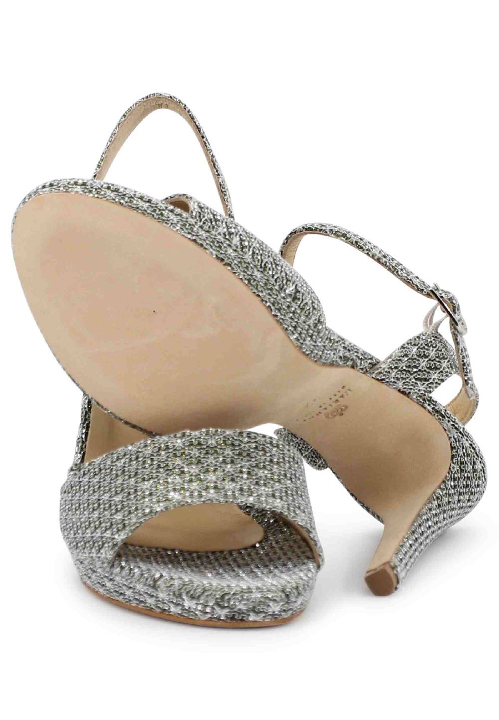 L'ARIANNA Sandali DS7055 donna in tessuto argento con tacco alto a spillo Outlet