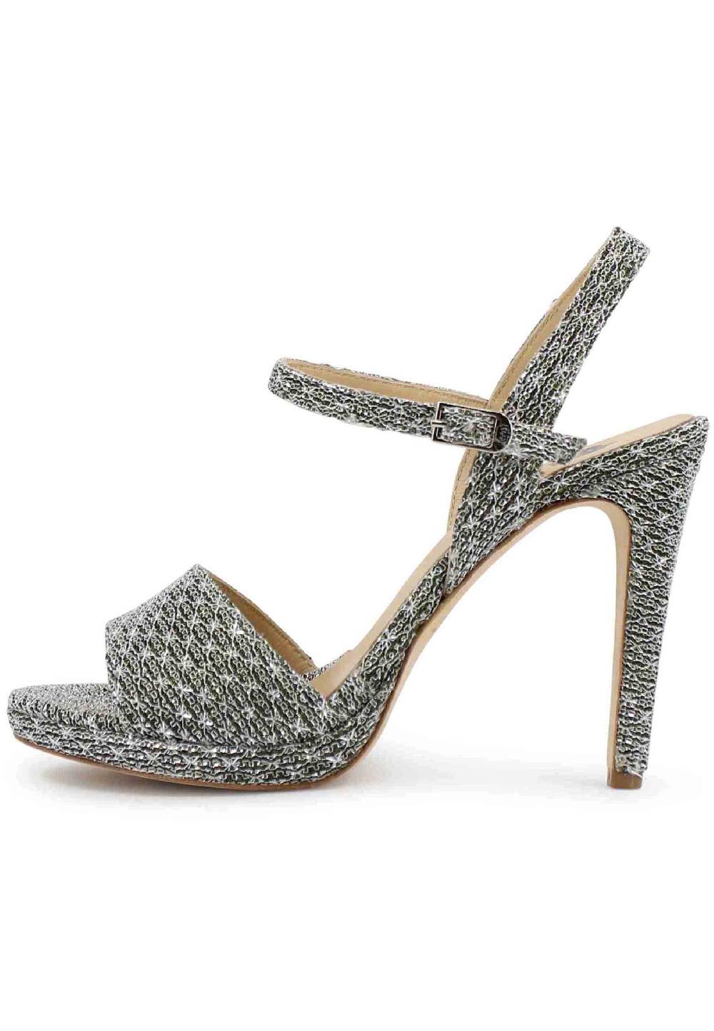 L'ARIANNA Sandali DS7055 donna in tessuto argento con tacco alto a spillo Outlet
