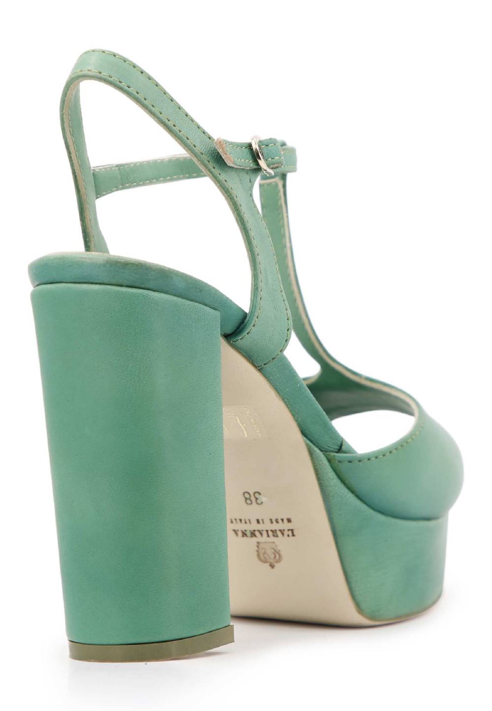 L'ARIANNA Sandali ds7010 donna in pelle verde con cinturino tacco alto e plateau Saldi