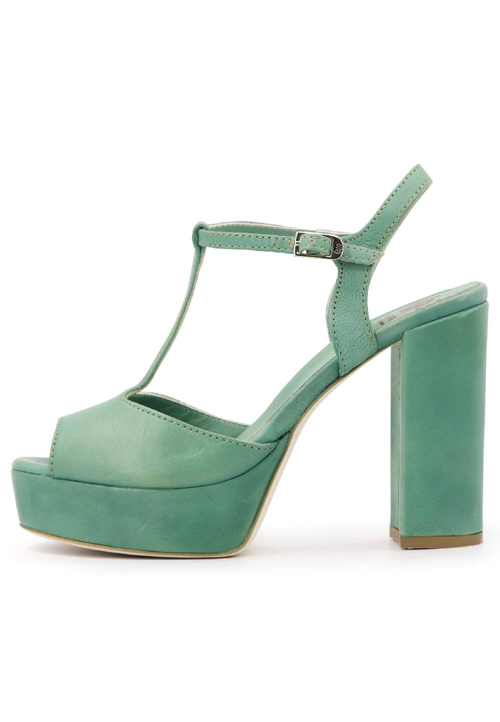 L'ARIANNA Sandali ds7010 donna in pelle verde con cinturino tacco alto e plateau Saldi