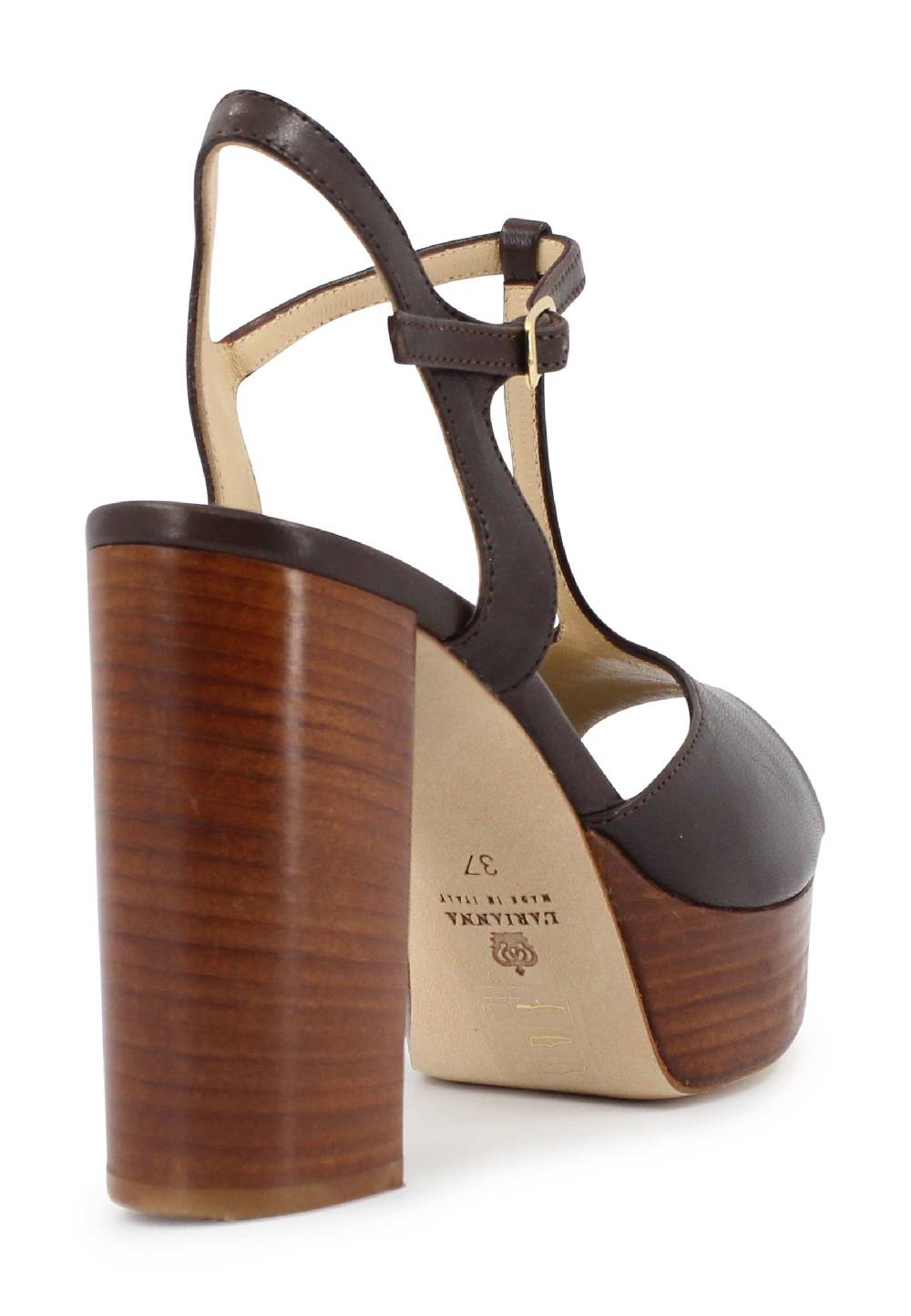 L'ARIANNA Sandali ds7010 donna in pelle testa di moro con cinturino tacco alto e plateau Offerte