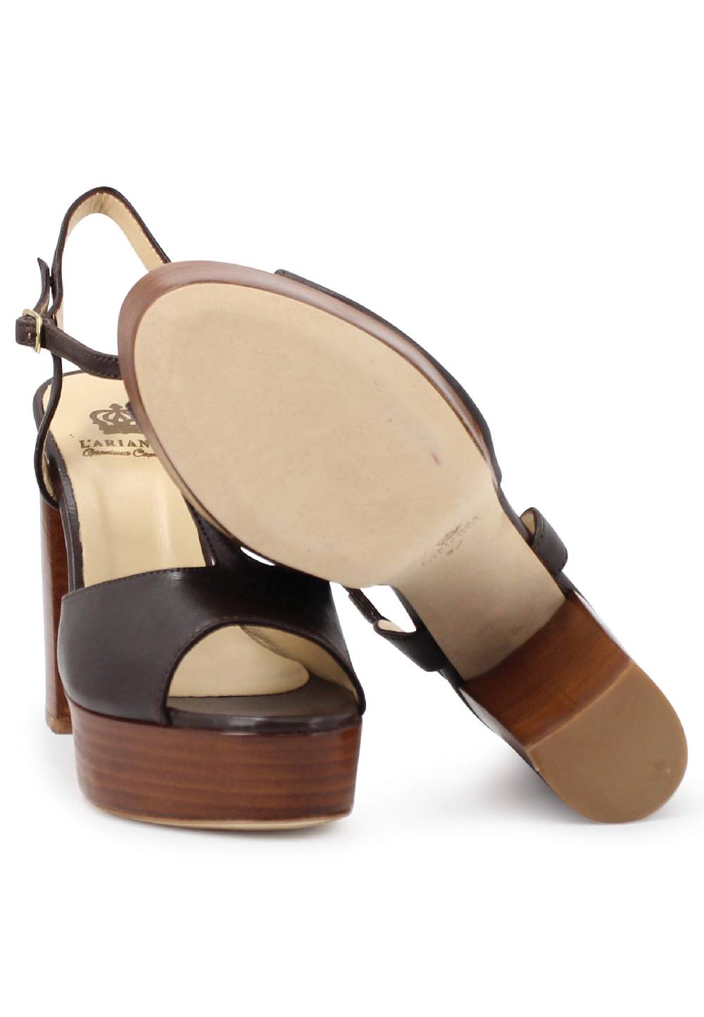 L'ARIANNA Sandali ds7010 donna in pelle testa di moro con cinturino tacco alto e plateau Offerte