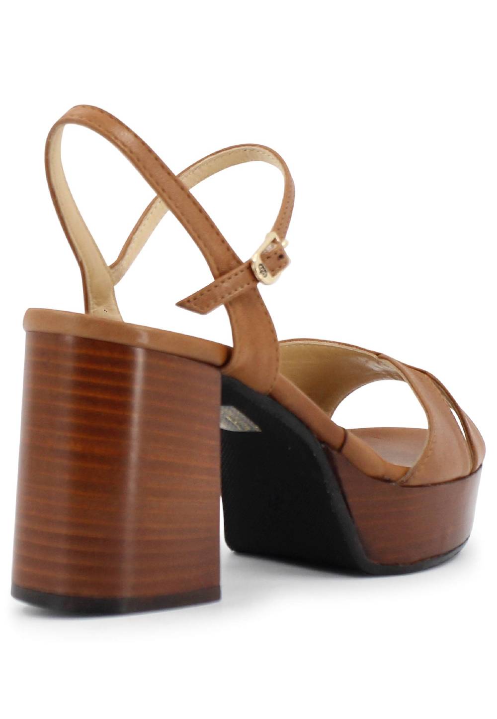 L'ARIANNA Sandali DS1639 donna in pelle cuoio con cinturino e tacco e plateau in cuoio Vendita Calda