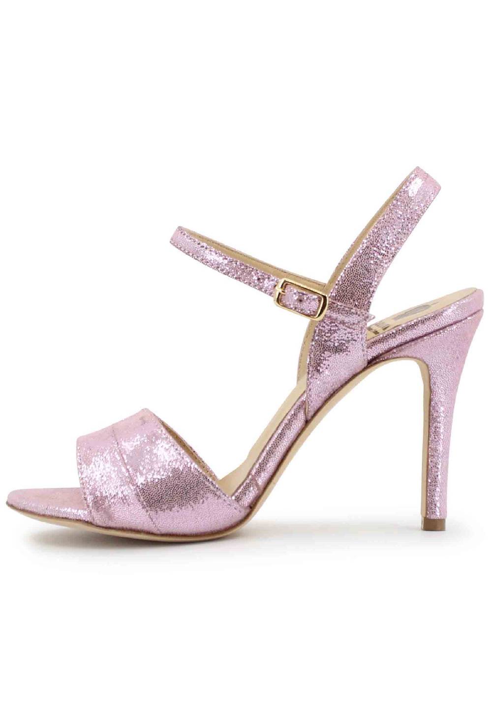 L'ARIANNA Sandali ds1643 da donna in pelle laminata rosa con tacco alto e cinturino alla caviglia Vendita Economica