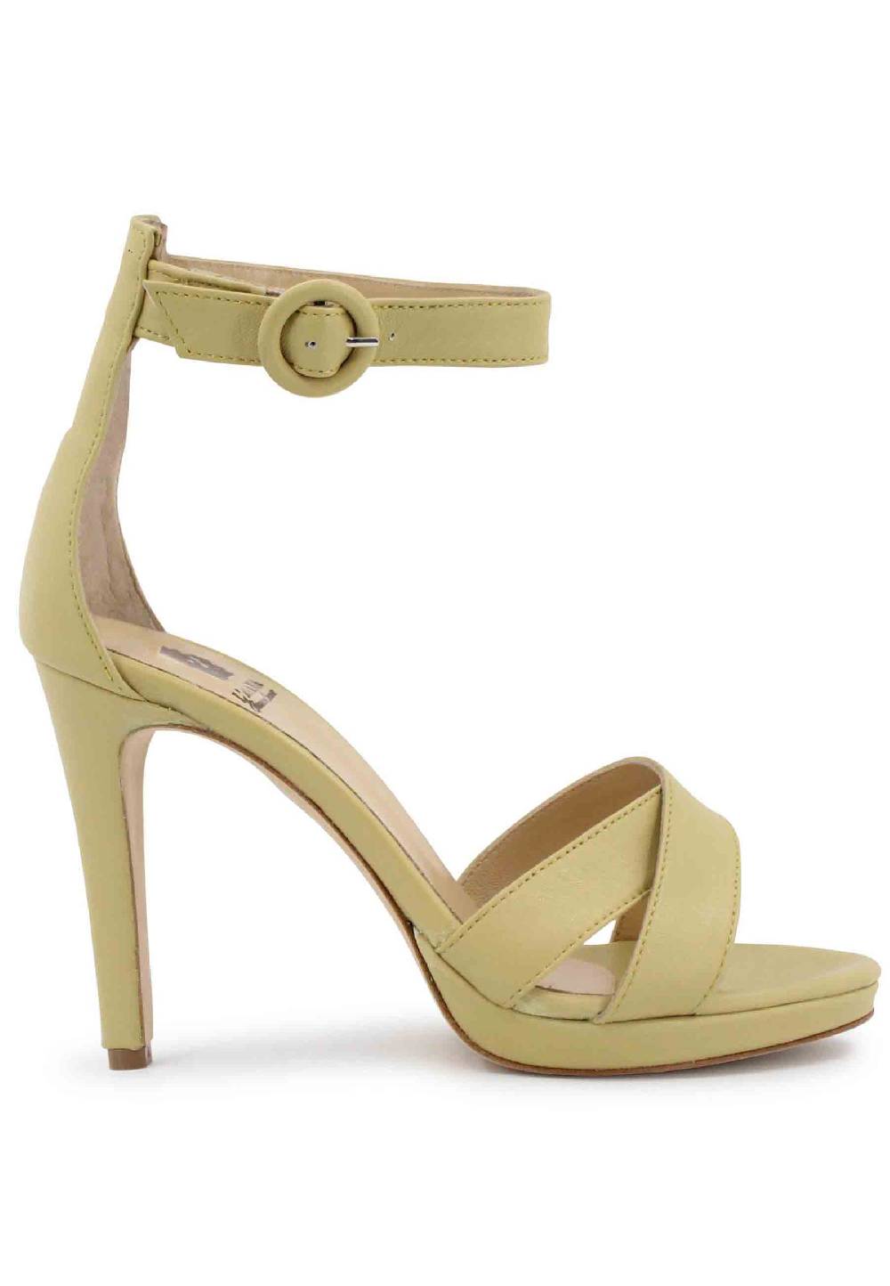 L'ARIANNA Sandali DS1507 donna in pelle verde con tacco alto e cinturino alla caviglia