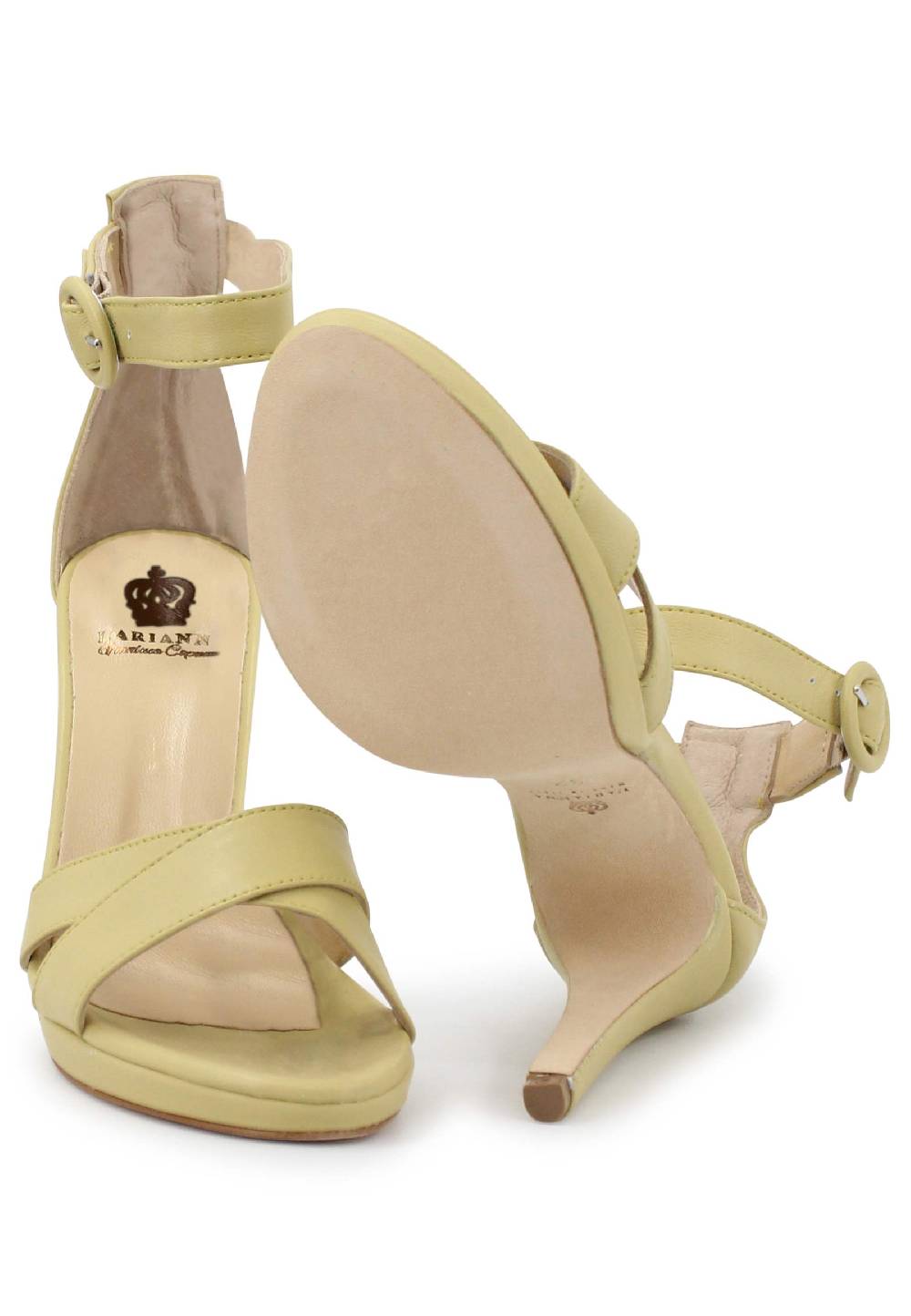 L'ARIANNA Sandali DS1507 donna in pelle verde con tacco alto e cinturino alla caviglia In Saldo