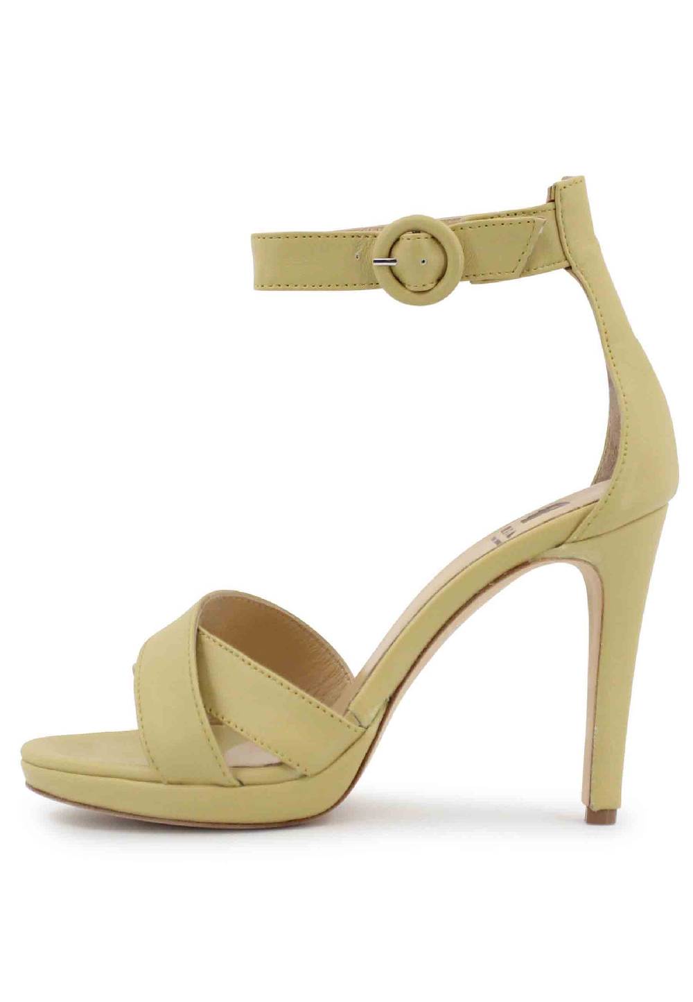 L'ARIANNA Sandali DS1507 donna in pelle verde con tacco alto e cinturino alla caviglia In Saldo