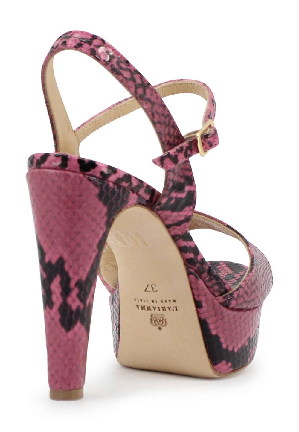 L'ARIANNA Sandali DS1610 donna in pelle stampata rosa con tacco alto e plateau Moda