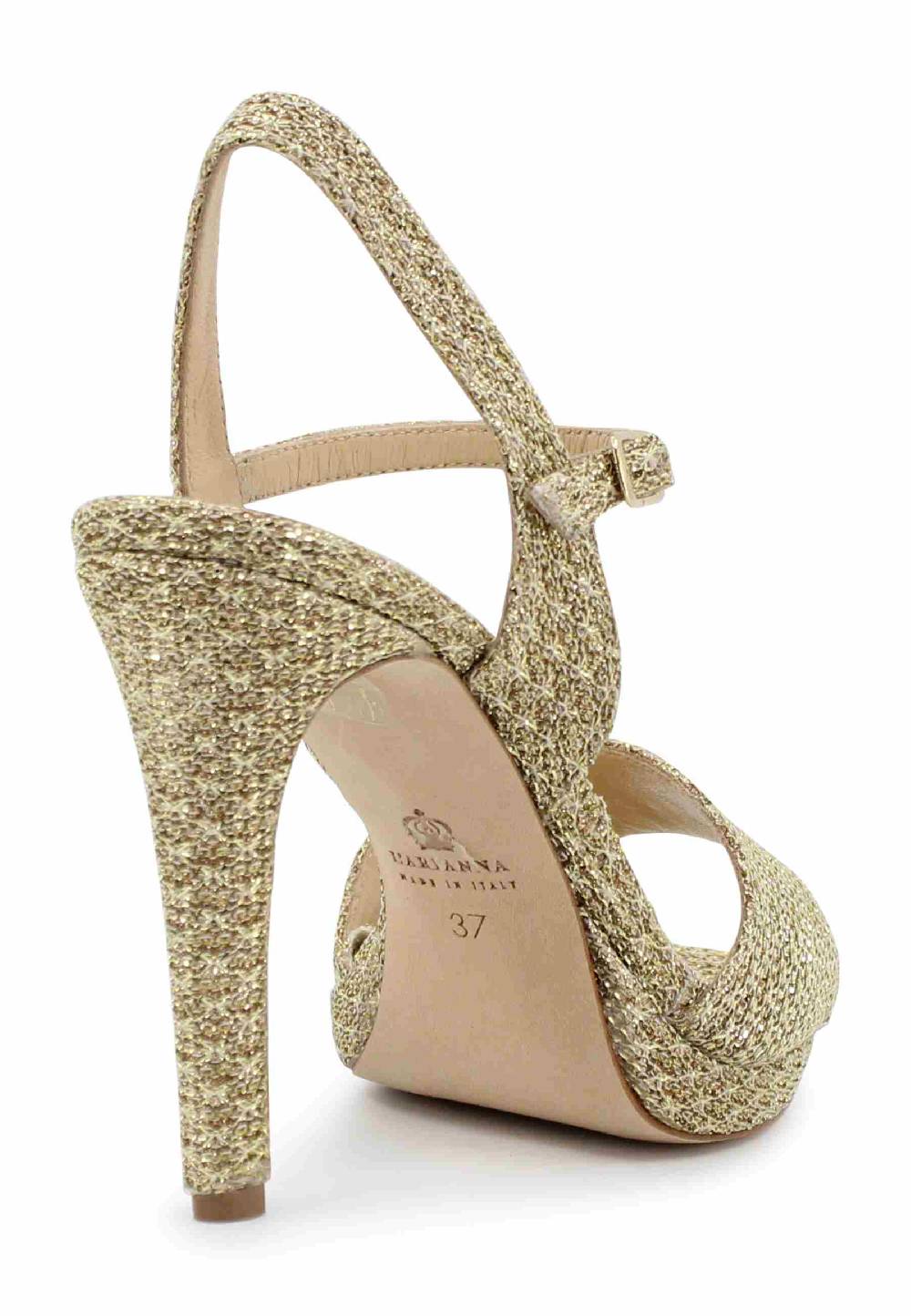 L'ARIANNA Sandali DS7055 donna in tessuto oro con tacco alto a spillo Italy