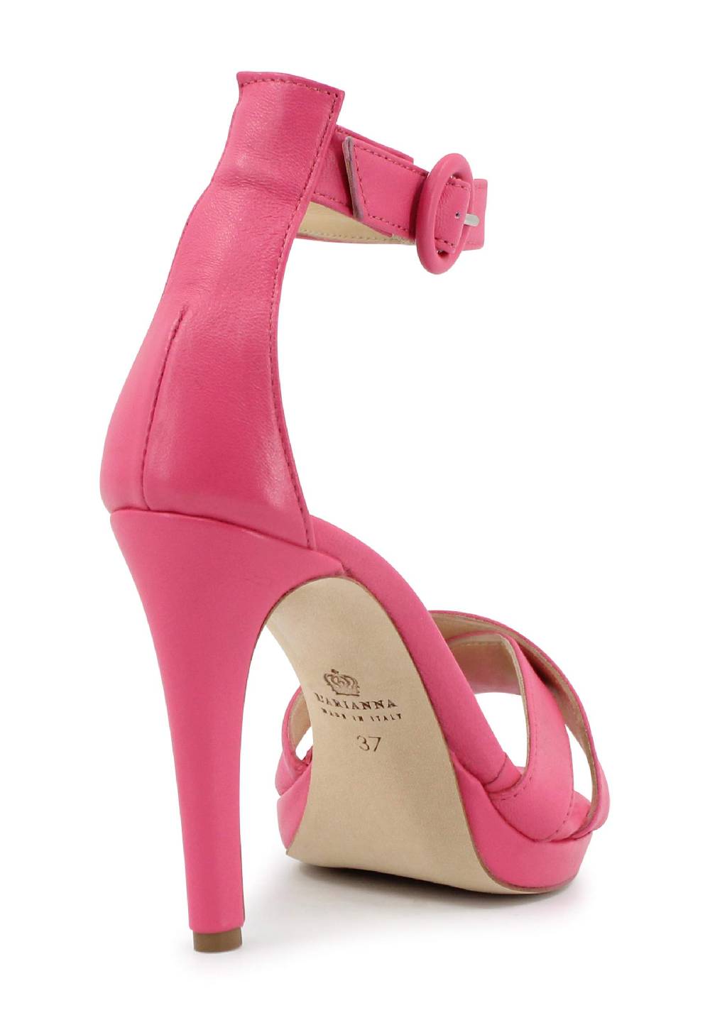 L'ARIANNA Sandali DS1507 donna in pelle rosa con tacco alto e cinturino alla caviglia Moda