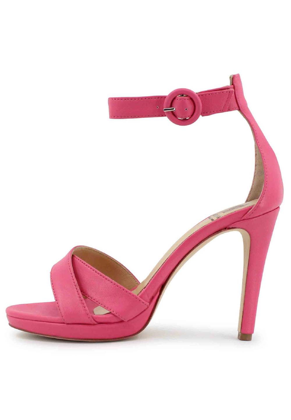 L'ARIANNA Sandali DS1507 donna in pelle rosa con tacco alto e cinturino alla caviglia Moda