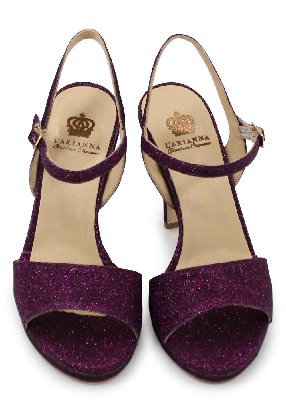 L'ARIANNA Sandali DS7055 donna in glitter viola con tacco alto a spillo In Linea