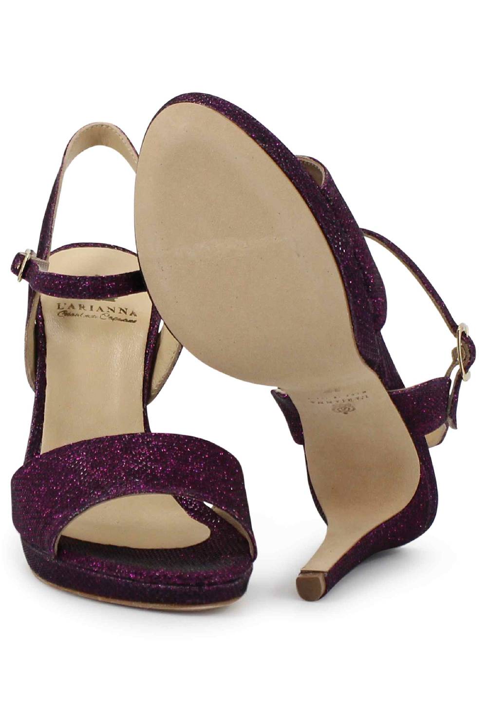 L'ARIANNA Sandali DS7055 donna in glitter viola con tacco alto a spillo In Linea
