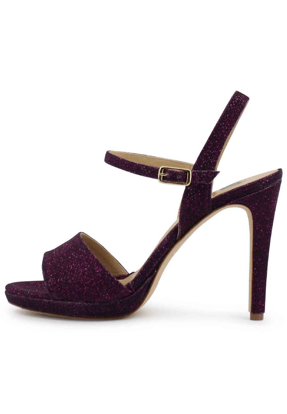 L'ARIANNA Sandali DS7055 donna in glitter viola con tacco alto a spillo In Linea