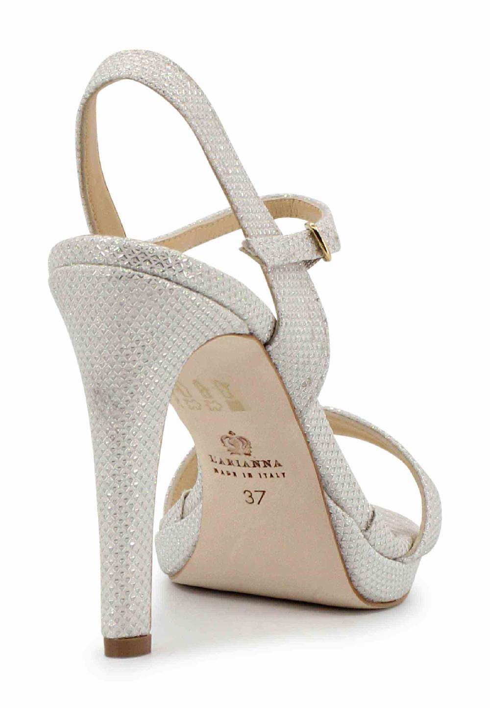 L'ARIANNA Sandali ds7054 donna in glitter bianco con tacco alto e cinturino alla caviglia Qualità