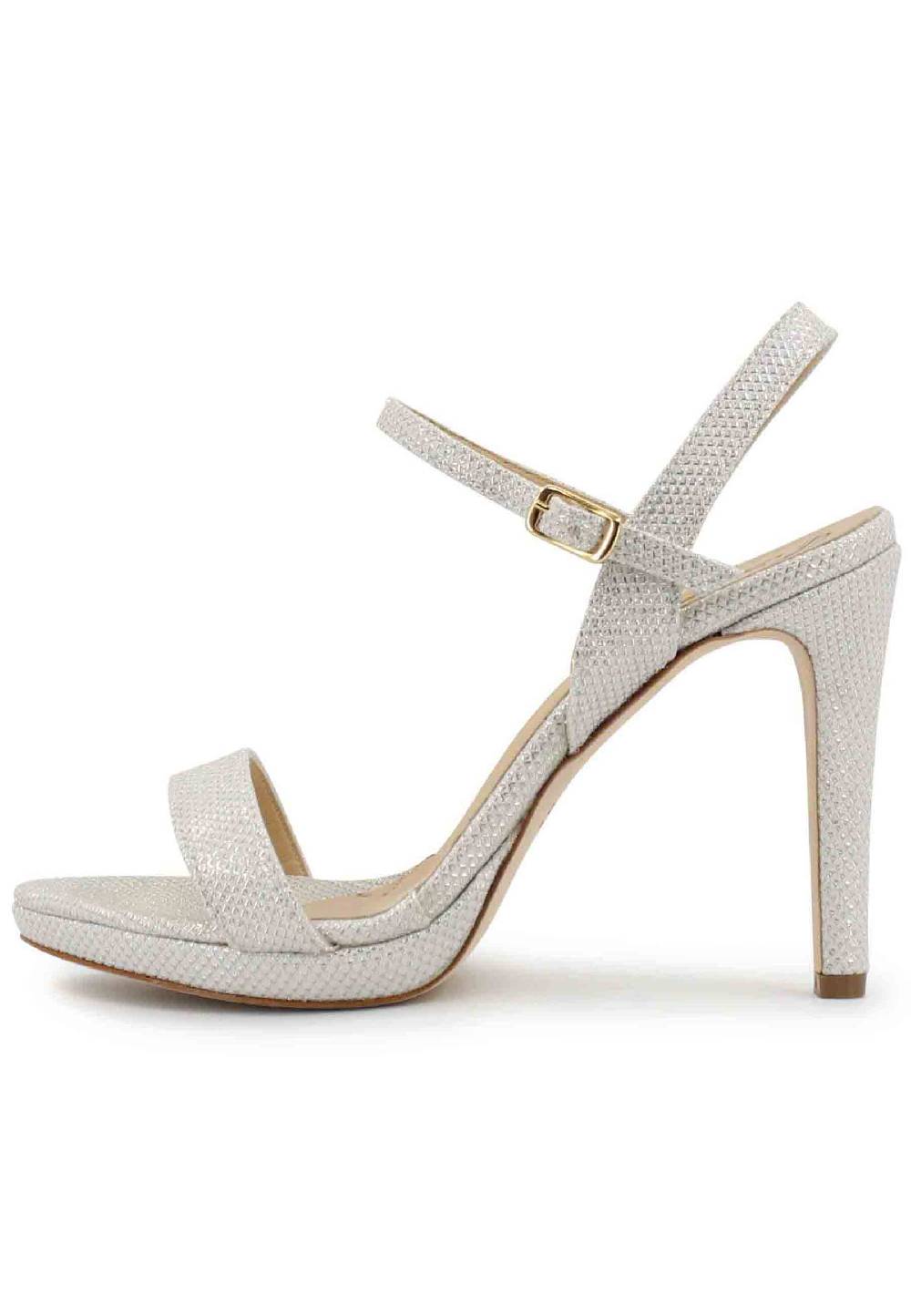 L'ARIANNA Sandali ds7054 donna in glitter bianco con tacco alto e cinturino alla caviglia Qualità