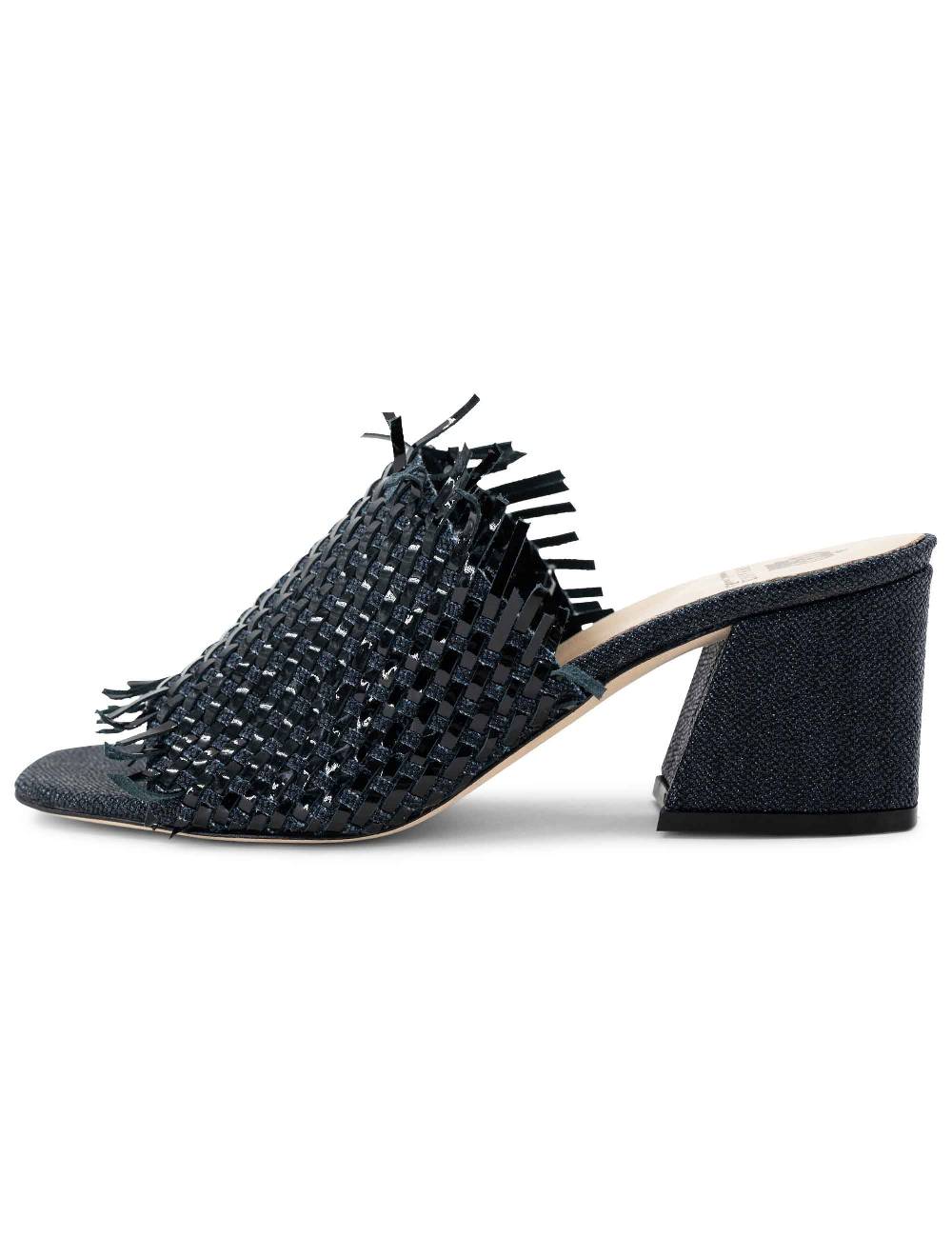 L'ARIANNA Sandali cb1260/g donna in pelle intrecciata in tessuto zena dark con punta quadra L'Arianna Spedizione Gratuita