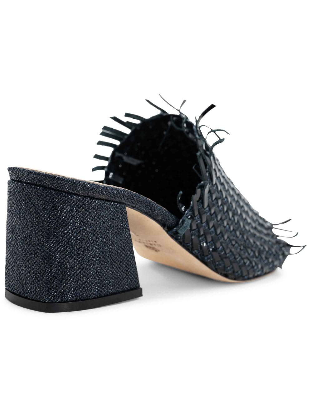 L'ARIANNA Sandali cb1260/g donna in pelle intrecciata in tessuto zena dark con punta quadra L'Arianna Spedizione Gratuita