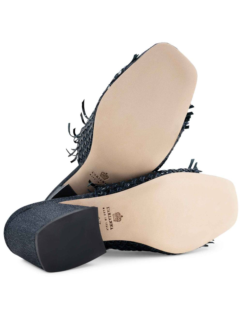 L'ARIANNA Sandali cb1260/g donna in pelle intrecciata in tessuto zena dark con punta quadra L'Arianna Spedizione Gratuita