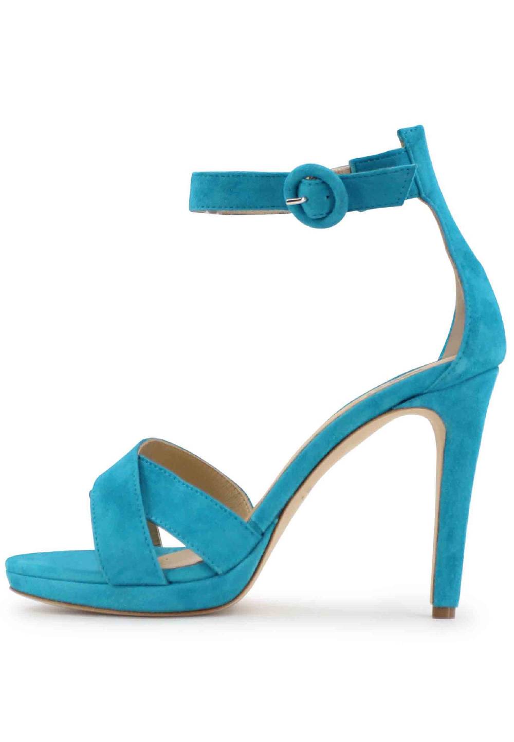 L'ARIANNA Sandali DS1507 donna in pelle azzurra con tacco alto e cinturino alla caviglia Negozi Online
