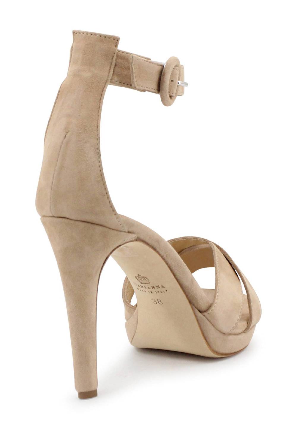 L'ARIANNA Sandali DS1507 donna in camoscio nude con tacco alto e cinturino alla caviglia Acquista Ora