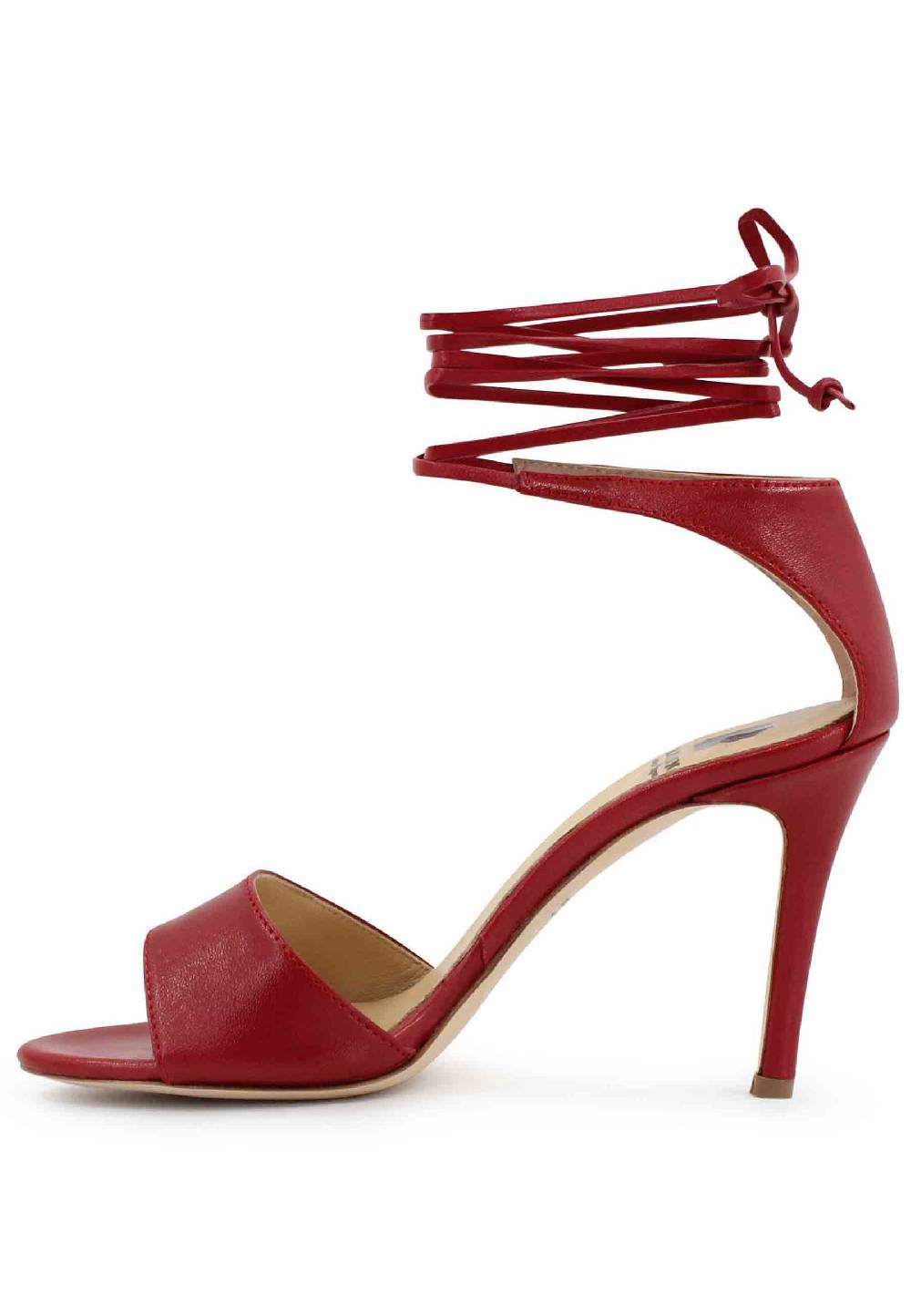 L'ARIANNA Sandali DS7042 da donna in pelle rosso tacco alto con tacco alto e laccetti alla caviglia Fino Al -60%