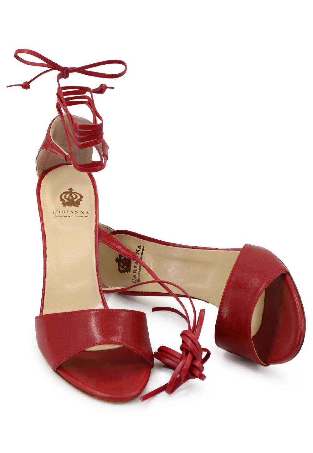 L'ARIANNA Sandali DS7042 da donna in pelle rosso tacco alto con tacco alto e laccetti alla caviglia Fino Al -60%
