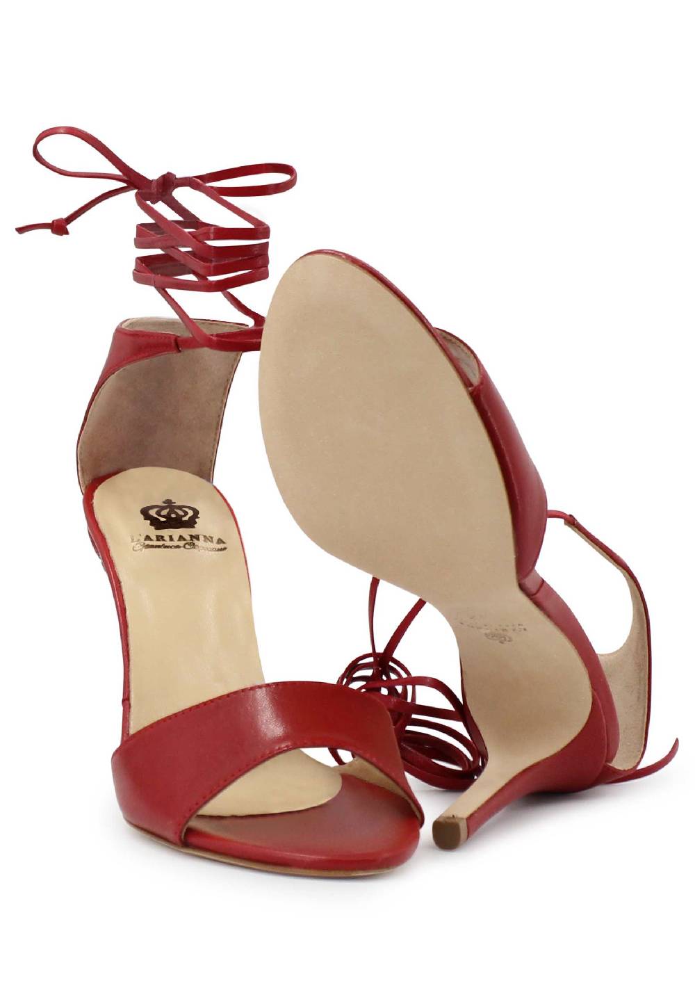 L'ARIANNA Sandali DS7042 da donna in pelle rosso tacco alto con tacco alto e laccetti alla caviglia Fino Al -60%