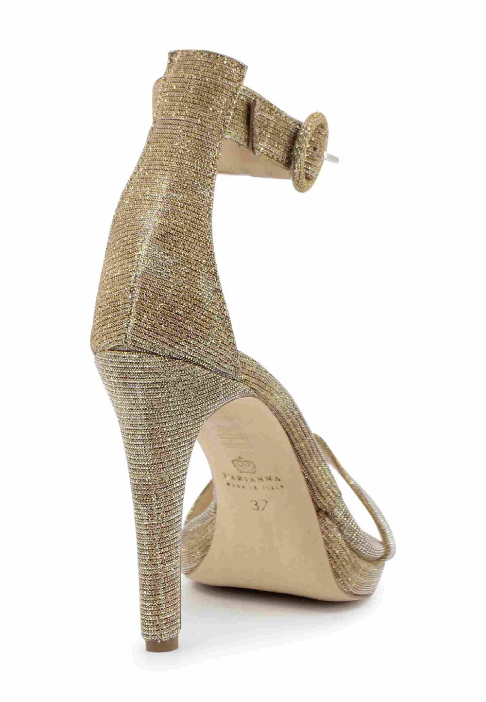 L'ARIANNA Sandali DS7016 donna in tessuto lumonor oro tacco alto e cinturino alla caviglia Affare Del Giorno