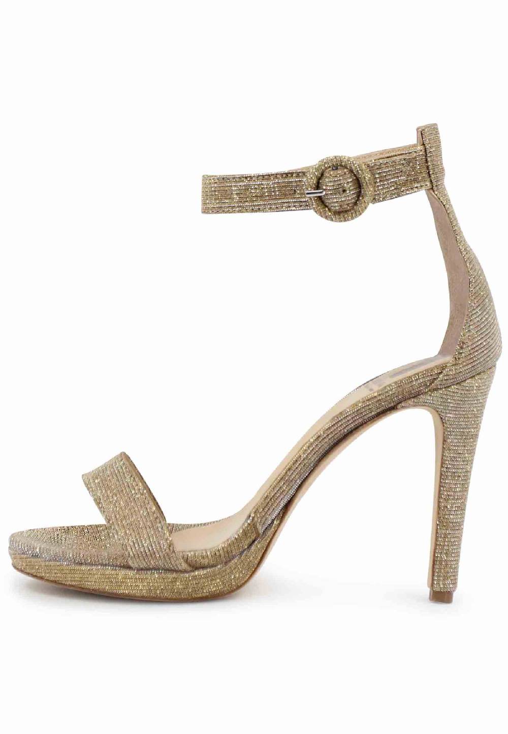 L'ARIANNA Sandali DS7016 donna in tessuto lumonor oro tacco alto e cinturino alla caviglia Affare Del Giorno