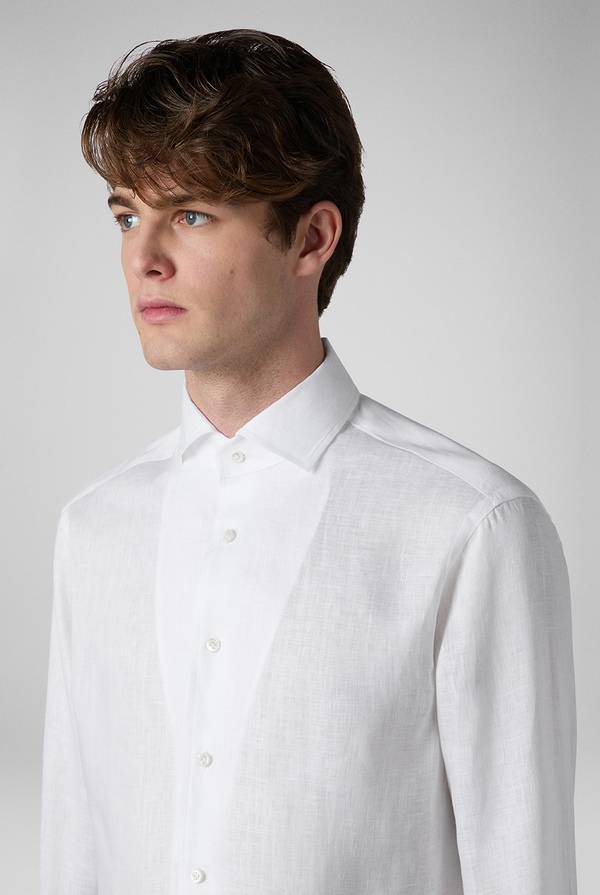 Lab. Pal Zileri Camicia in lino bianca Nuovo