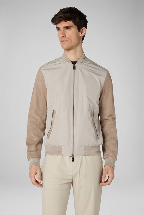 Lab. Pal Zileri Bomber beige in nylon e suede Sconto
