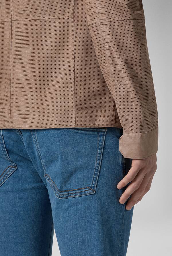 Lab. Pal Zileri Overshirt in suede e nappa micro perforata Online