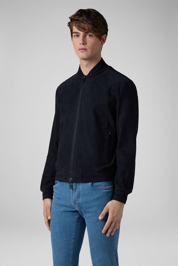 Lab. Pal Zileri Bomber in suede blu navy Saldi