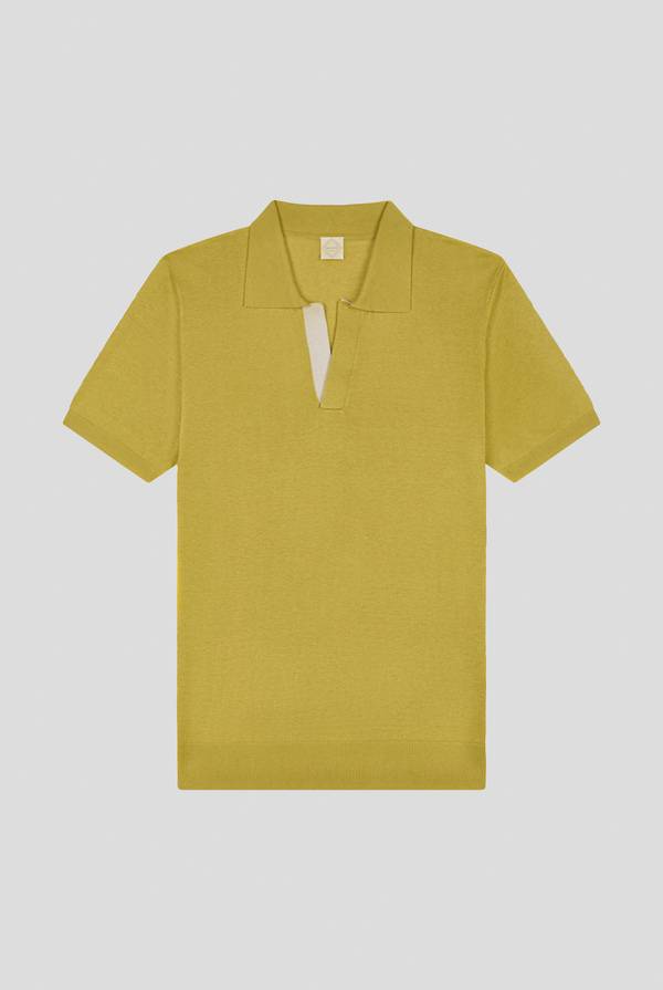 Lab. Pal Zileri Polo in maglia di lino e seta color senape