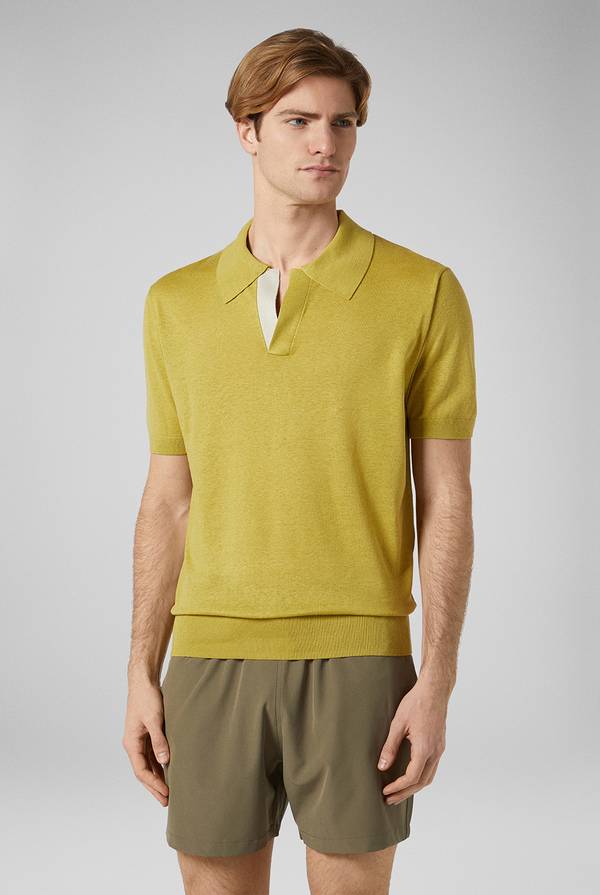 Lab. Pal Zileri Polo in maglia di lino e seta color senape Affare Del Giorno