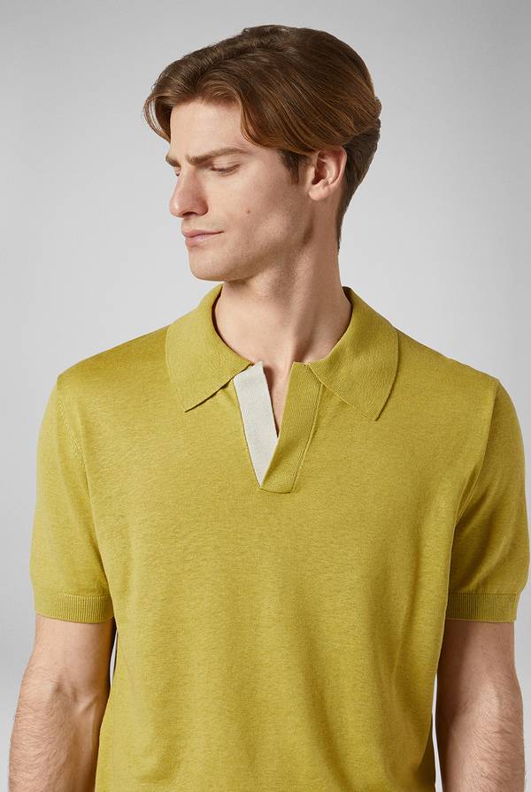 Lab. Pal Zileri Polo in maglia di lino e seta color senape Affare Del Giorno