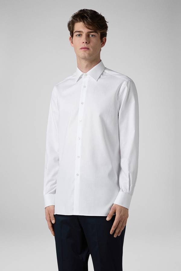 Lab. Pal Zileri Camicia bianca in cotone con micro struttura Novità