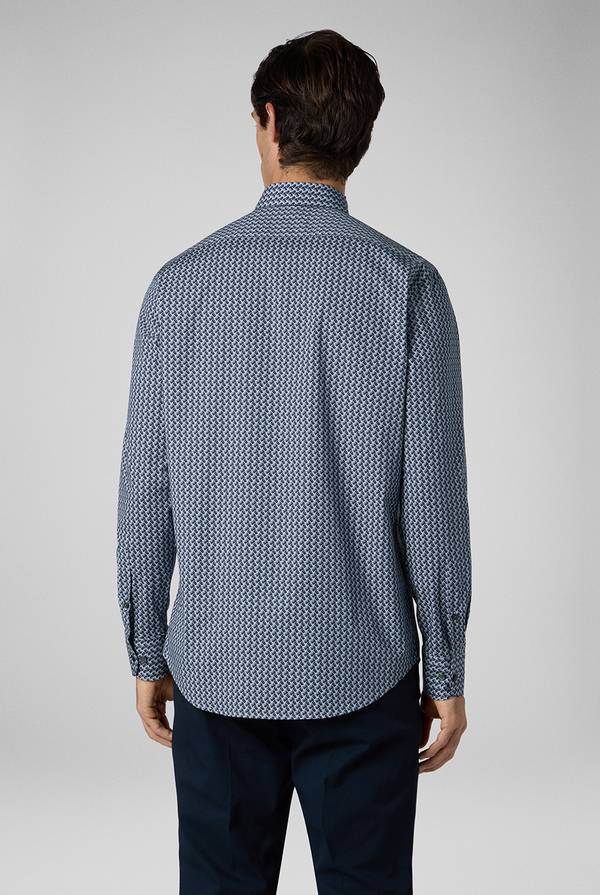Lab. Pal Zileri Camicia in cotone stampato nei toni del blu Presa