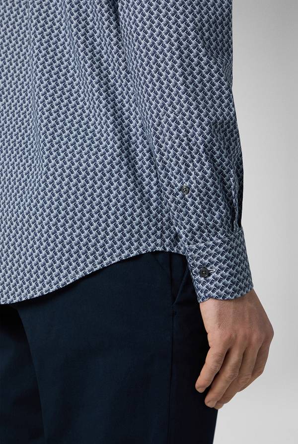 Lab. Pal Zileri Camicia in cotone stampato nei toni del blu Presa