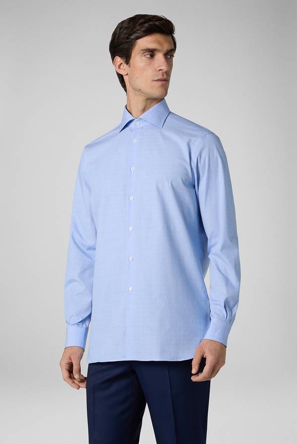 Lab. Pal Zileri Camicia Principe di Galles azzurra Sconto