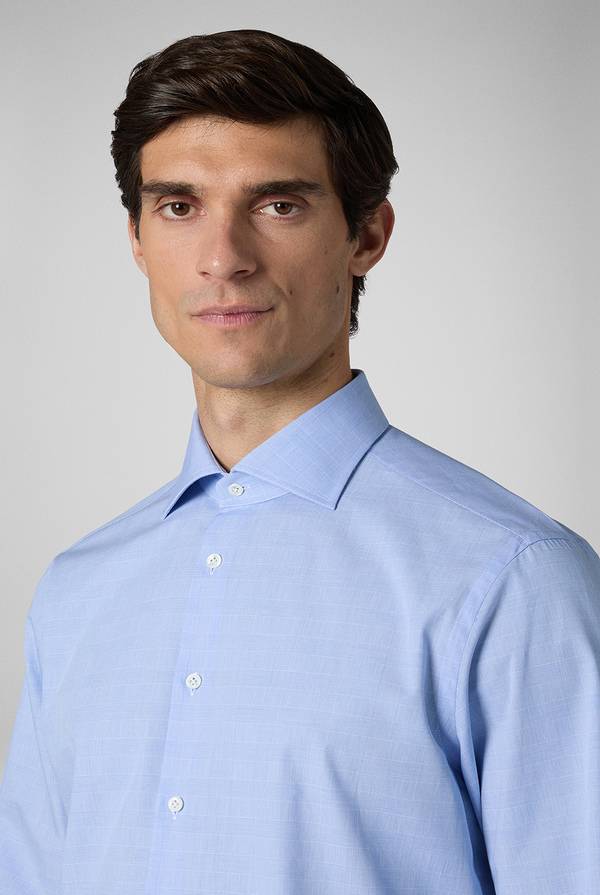 Lab. Pal Zileri Camicia Principe di Galles azzurra Sconto