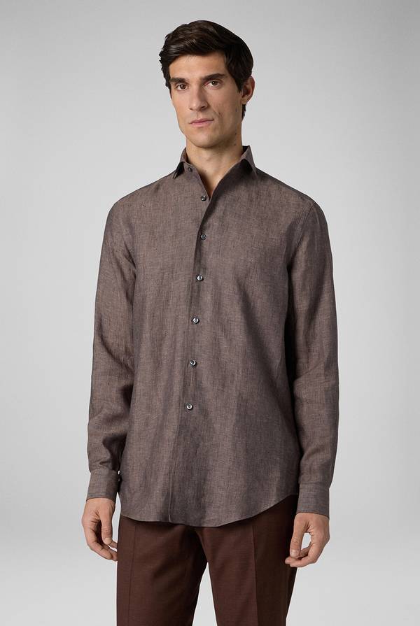 Lab. Pal Zileri Camicia in lino marrone Online