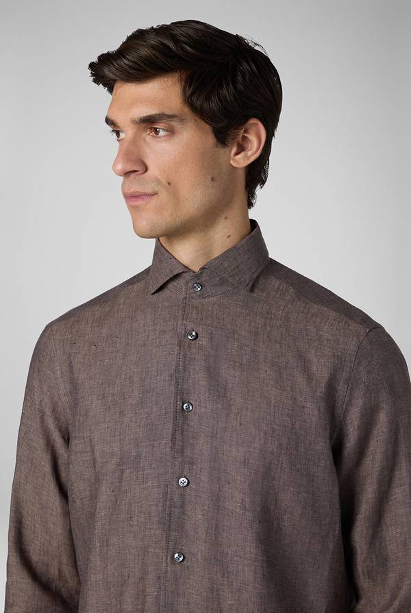 Lab. Pal Zileri Camicia in lino marrone Online
