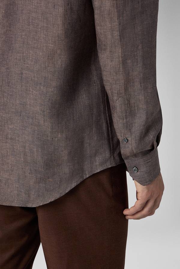 Lab. Pal Zileri Camicia in lino marrone Online