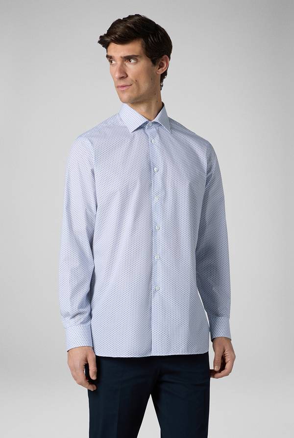 Lab. Pal Zileri Camicia in puro cotone con stampa circolare Vendita Calda